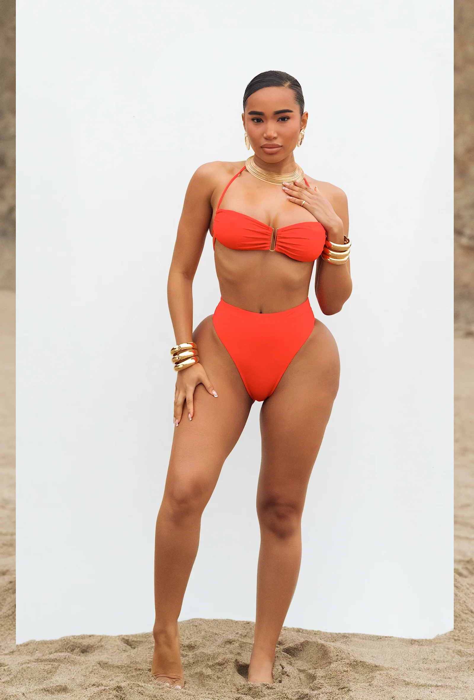 Image of Gianni High Waisted Bikini - Tangerine