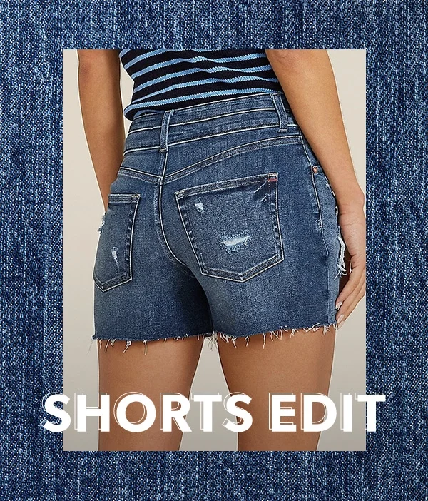 Shorts edit. Model wearing maurices clothing.