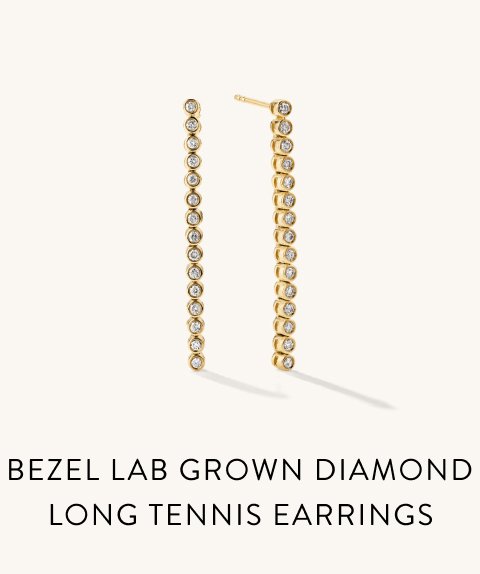 Bezel Lab Grown Diamond Long Tennis Earrings.