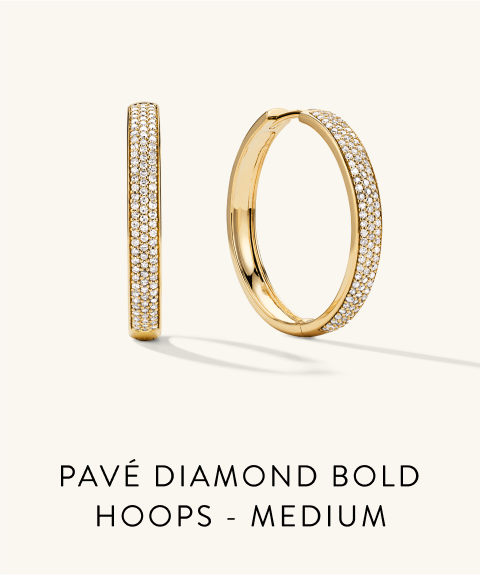 Pavé Diamond Bold Hoops. Medium.