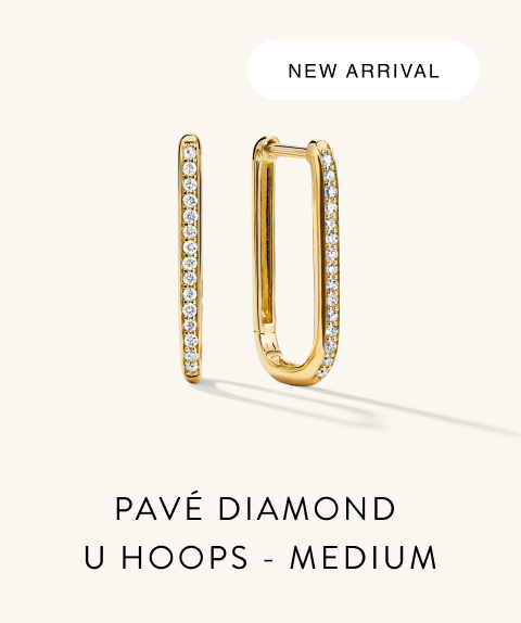 Pavé Diamond U Hoops. Medium.