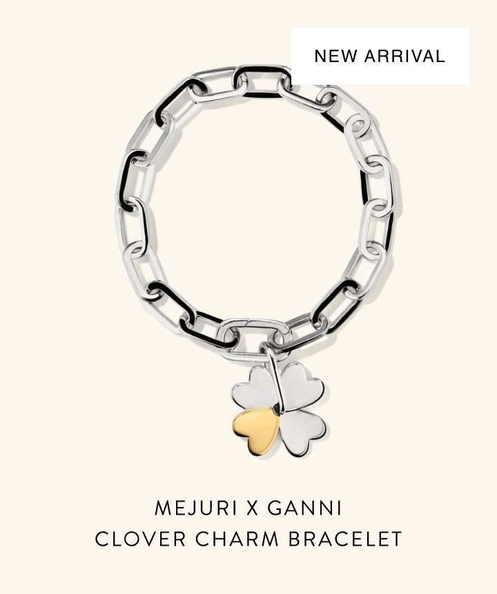 New Arrival. Mejuri x Ganni Clover Charm Bracelet.