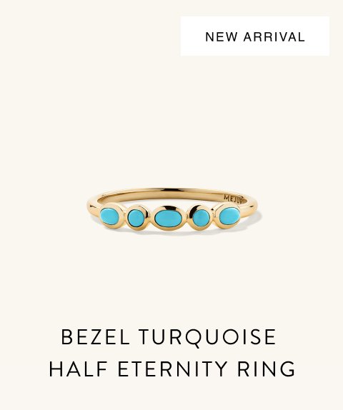 New Arrival. Bezel Turquoise Half Eternity Ring.
