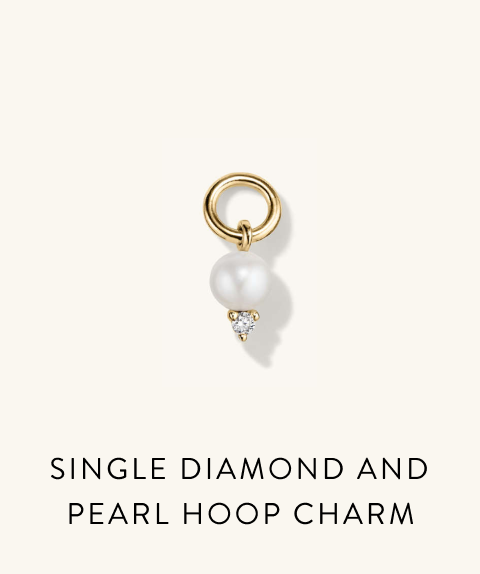 Single Diamond and Pearl Hoop Charm.