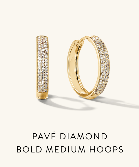 Pavé Diamond Bold Medium Hoops.