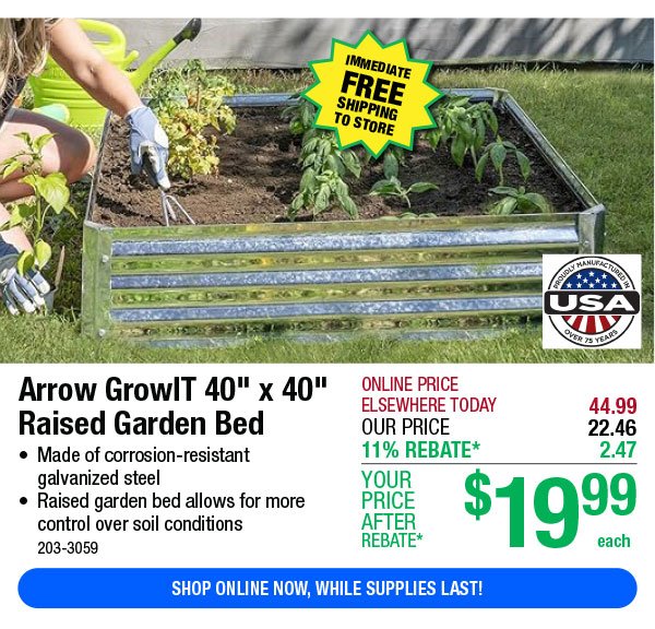 Arrow GrowIT 40" x 40" Raised Garden Bed