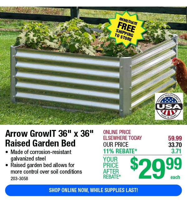 Arrow GrowIT 36" x 36" Raised Garden Bed