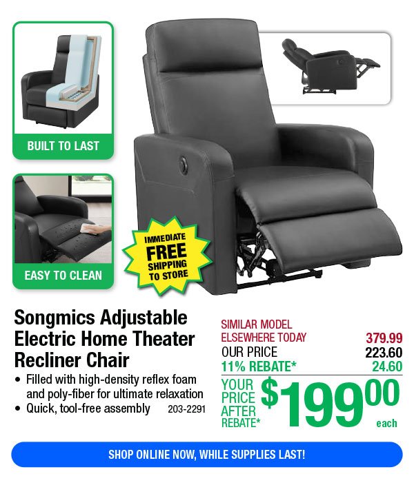 Songmics Adjustable Electric Home Theater Recliner Chair