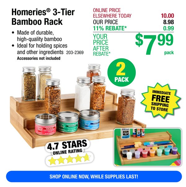 Homeries® 3-Tier Bamboo Rack-ONLY \\$7.99 After Rebate*