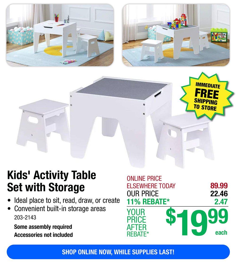 Kids' Activity Table Set with Storage