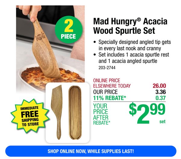 Mad Hungry® Acacia Wood Spurtle Set-ONLY \\$2.99 After Rebate*!