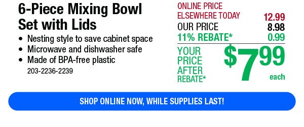 6-Piece Mixing Bowl Set with Lids - While Supplies Last!