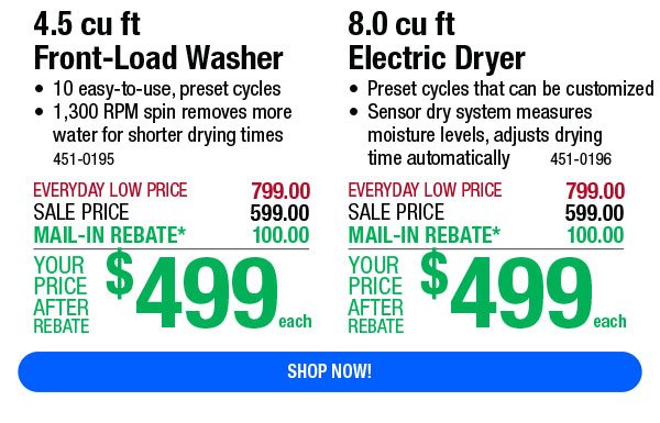 Washer & Dryer - While Supplies Last
