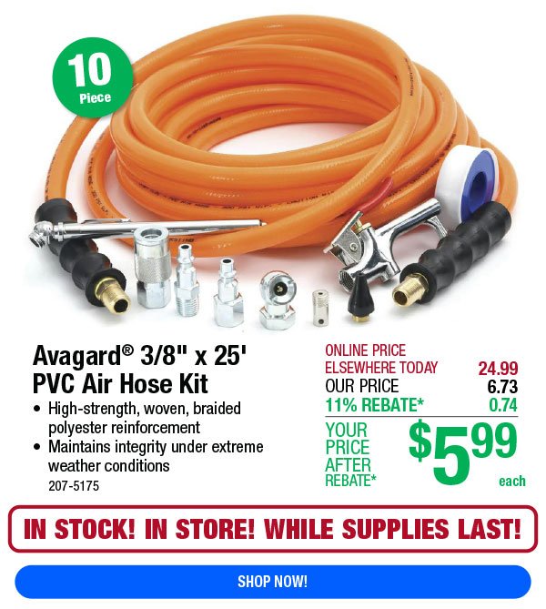 Avagard® 3/8" x 25' PVC Air Hose Kit