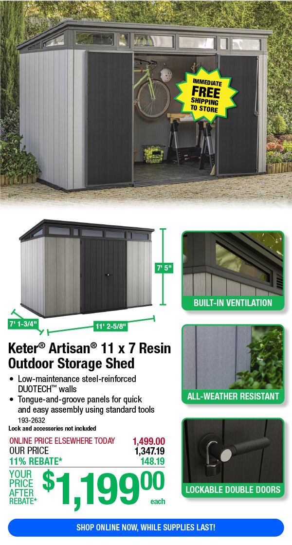 Keter® Artisan® 11 x 7 Resin Outdoor Storage Shed