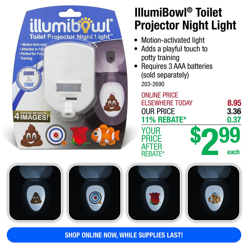IllumiBowl® Toilet Projector Night Light