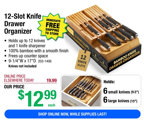 12 Slot Knife Drawer Organizer-ONLY \\$12.99!