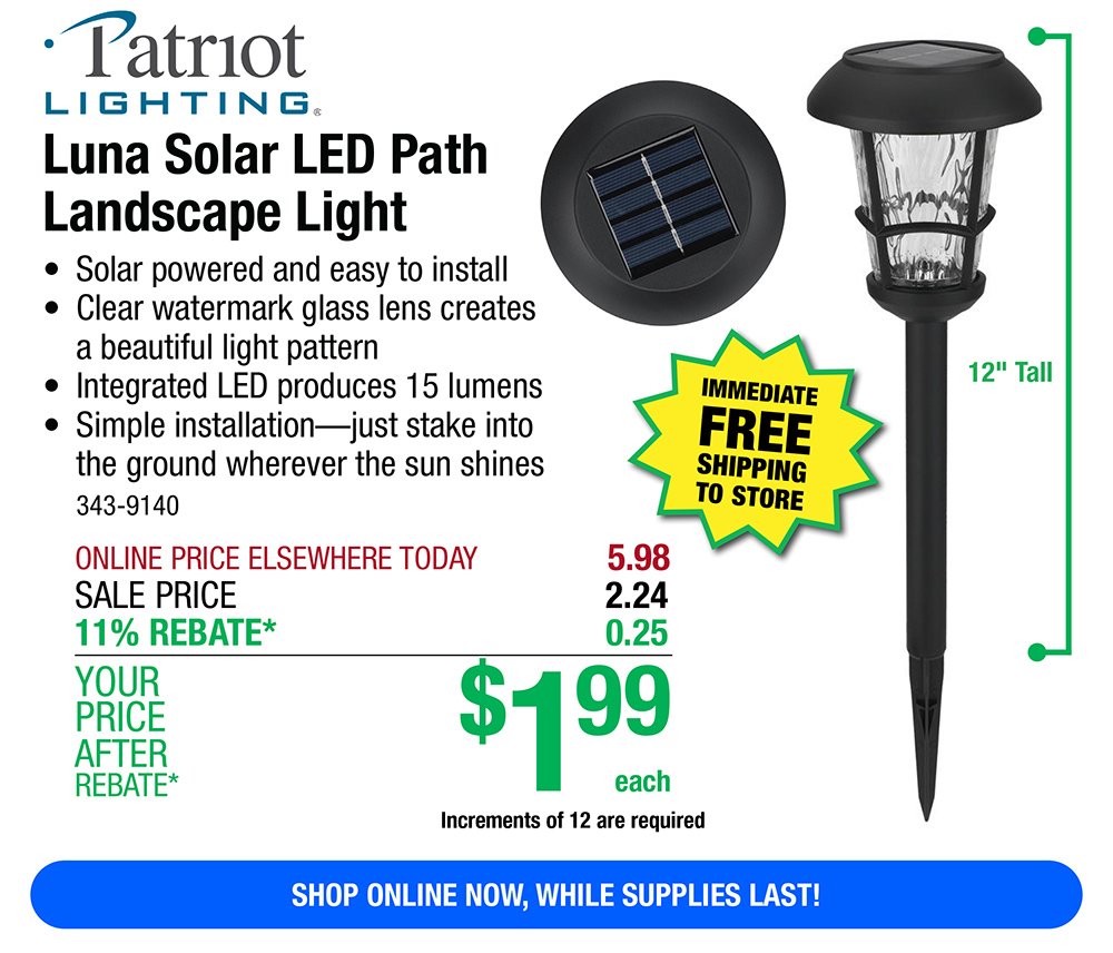 Luna Solar LED Path Landscape Light
