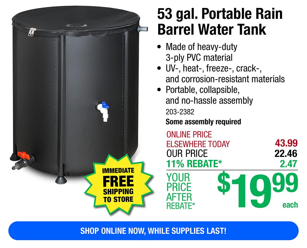 53 gal. Portable Rain Barrel Water Tank