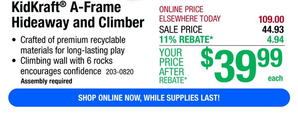 KidKraft® A-Frame Hideaway and Climber-ONLY \\$39.99 After Rebate*!