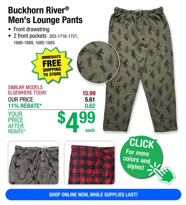 Buckhorn River® Men's Lounge Pants-ONLY \\$4.99 After Rebate*