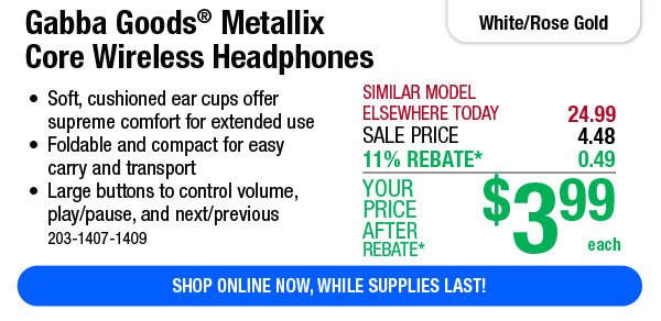 Gabba Goods® Metallix Core Wireless Headphones - While Supplies Last!