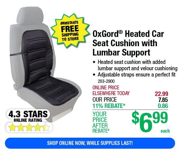 OxGord® Heated Car Seat Cushion with Lumbar Support