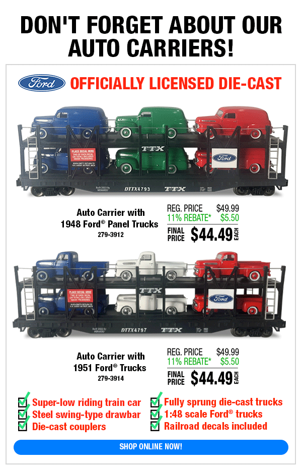Don't Forget About Our Auto Carriers!