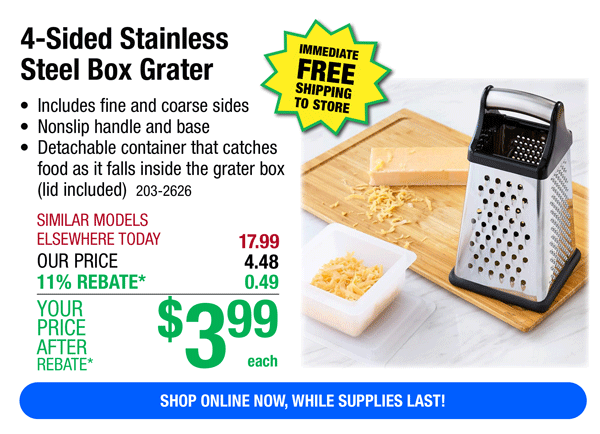 4-Sided Stainless Steel Box Grater-ONLY \\$3.99 After Rebate*!