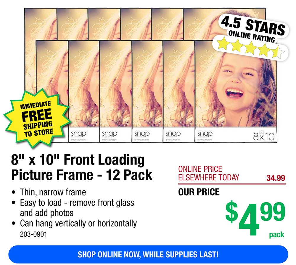 8" x 10" Front Loading Picture Frame - 12 Pack