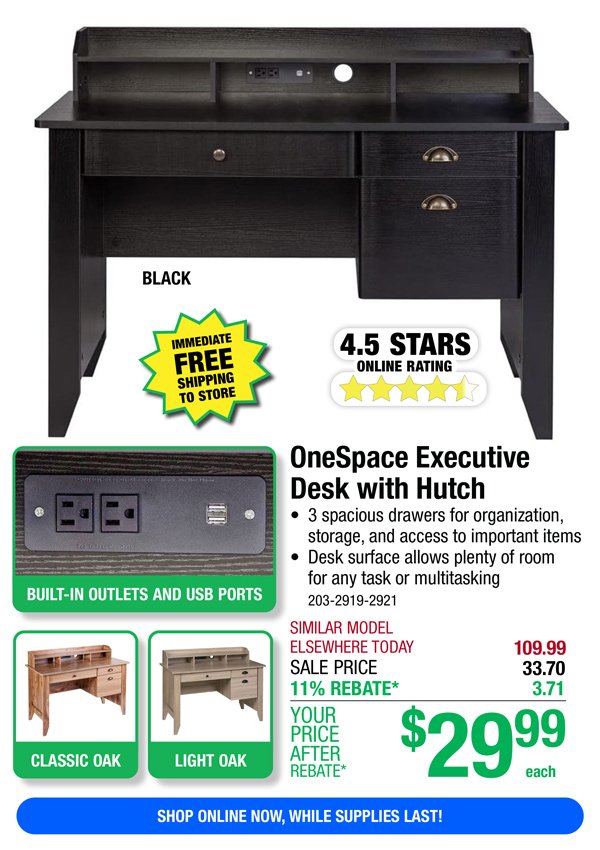 OneSpace Executive Desk with Hutch