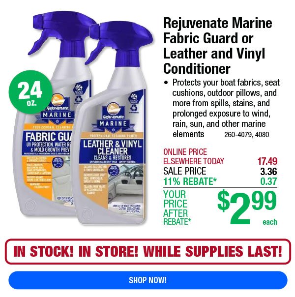 Rejuvenate Marine Fabric Guard or Leather and Vinyl Conditioner