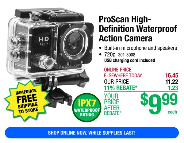 ProScan High-Definition Waterproof Action Camera-ONLY \\$9.99 After Rebate*!