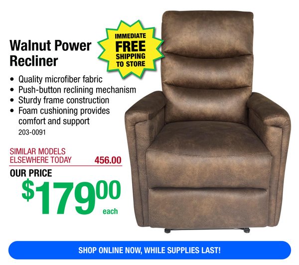 Walnut Power Recliner-ONLY \\$179!