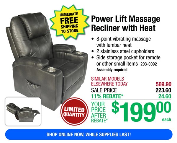 Power Lift Massage Recliner with Heat-ONLY \\$199 After Rebate*