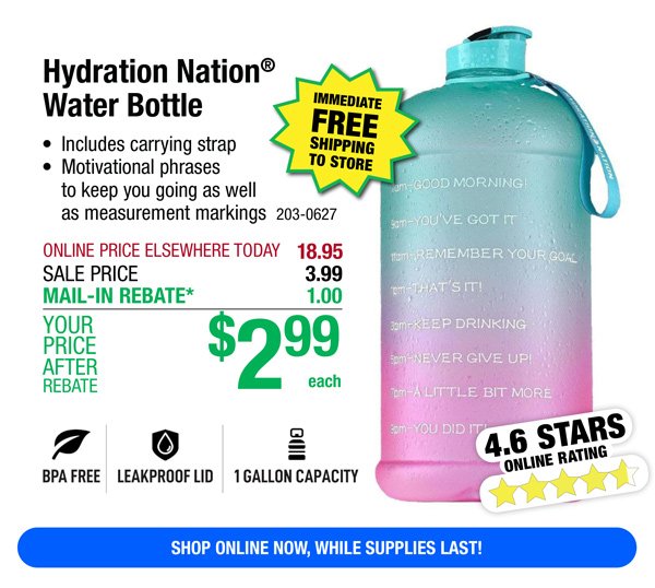 Hydration Nation® Water Bottle-ONLY \\$2.99 After Rebate*