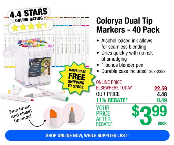 Colorya Dual Tip Markers - 40 Pack-ONLY \\$3.99 After Rebate*