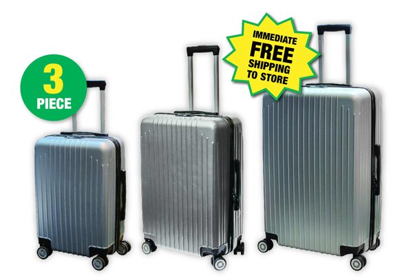 Hardside Silver Luggage Set-Free Shipping to Store!