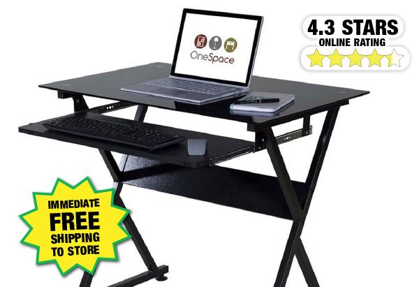 OneSpace Ultramodern Glass Desk - Free Shipping To Store!