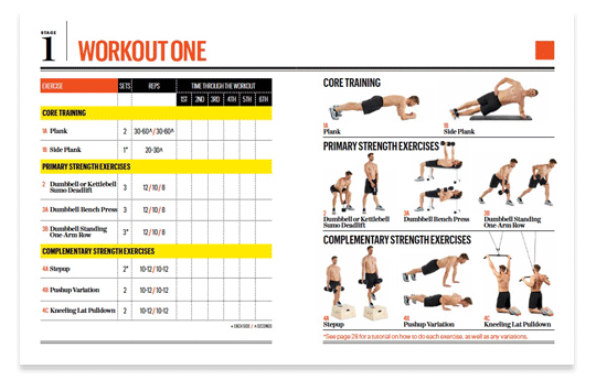 Workout tracker. Upper body exercise illustrations