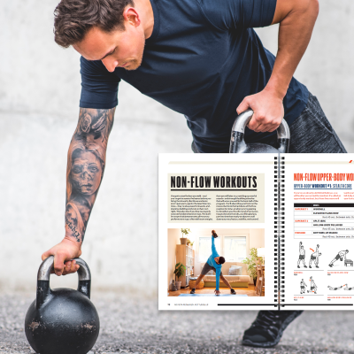 man with a kettlebell and the non-flow workouts page