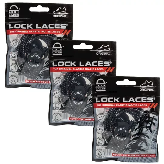 Lock Laces <br> <b>Triple Black 3-Pack</b>