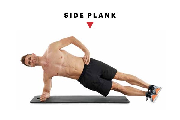 man performing a side plank