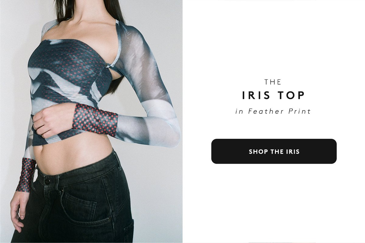 The iris top in feather print