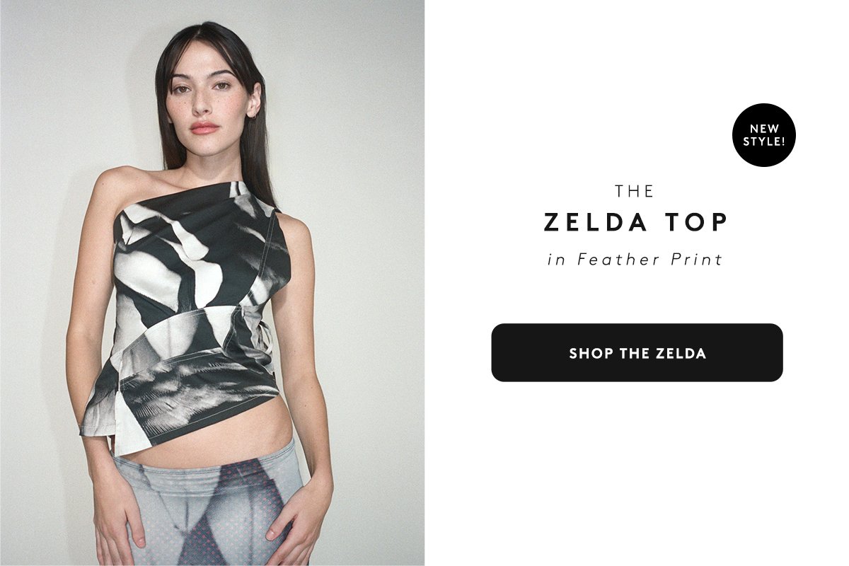 The Zelda top in feather print