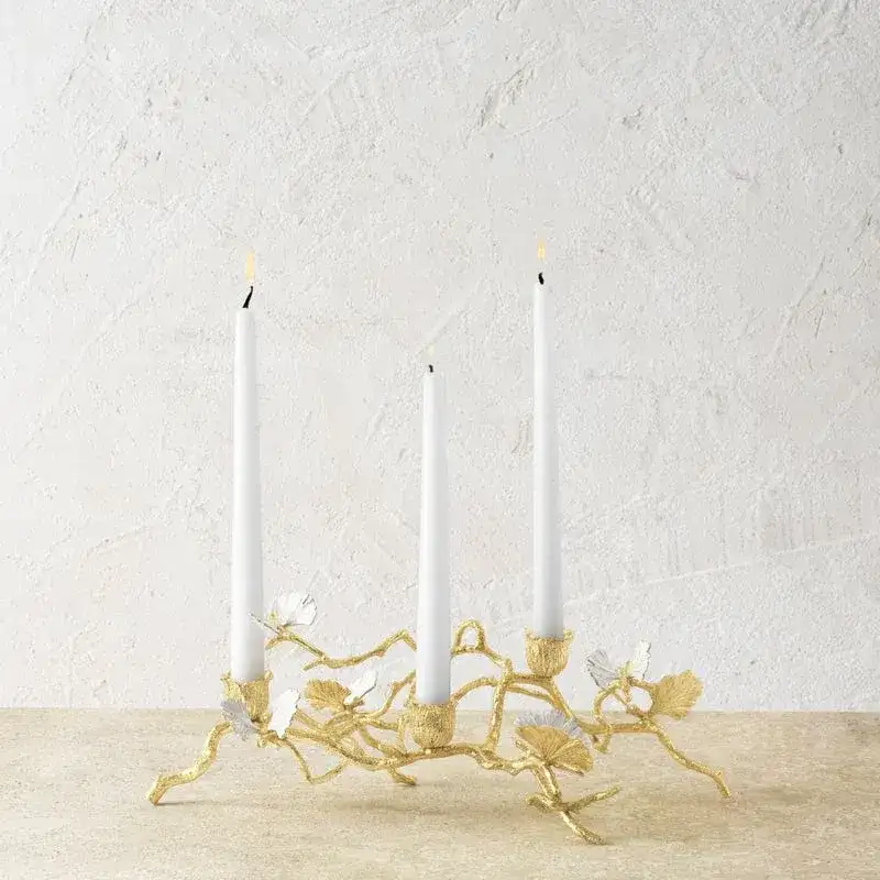 Image of Butterfly Ginkgo Gold Low Candleholders