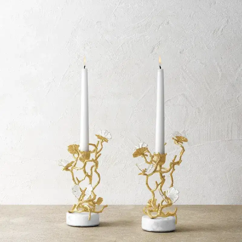 Image of Butterfly Ginkgo Gold Candleholders S/2