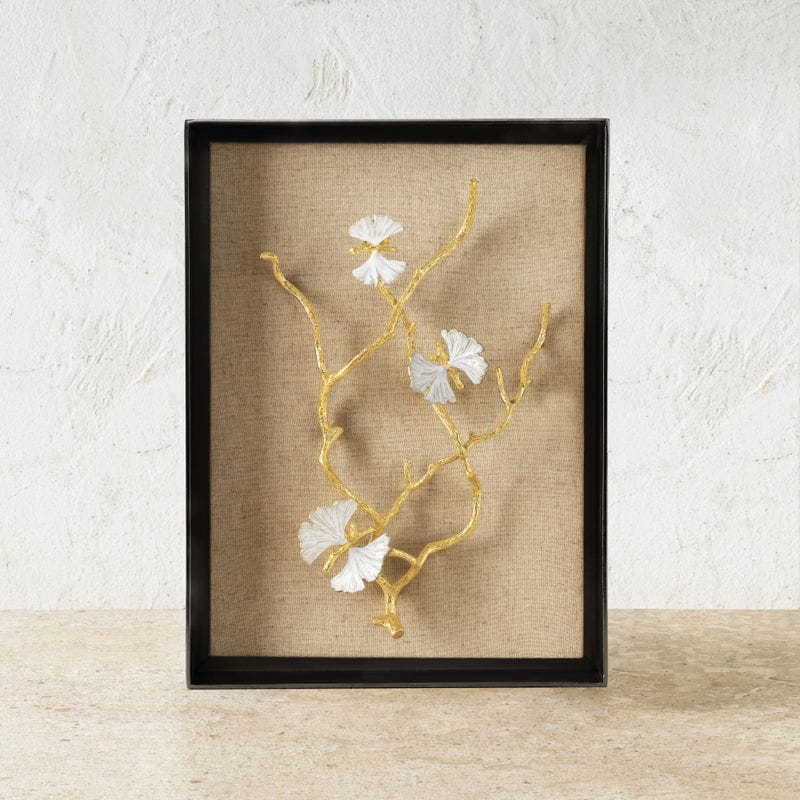 Image of Butterfly Ginkgo Gold Fabric Shadow Box