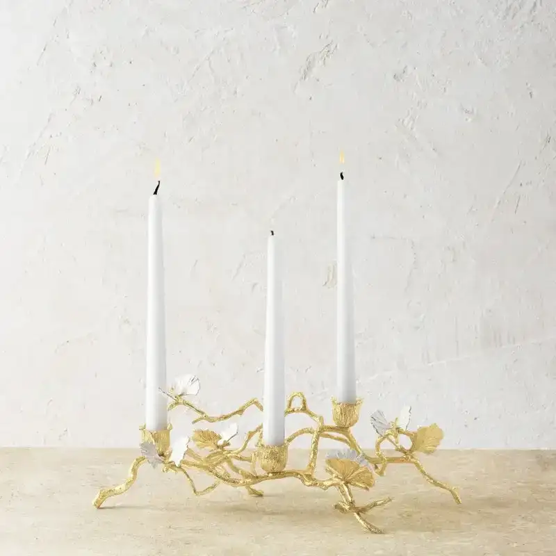 Image of Butterfly Ginkgo Gold Low Candleholders