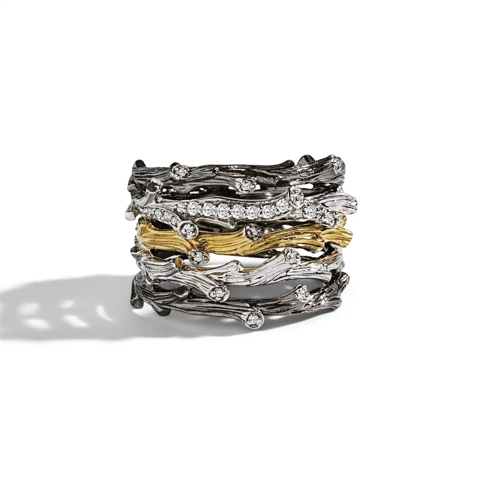 Image of Enchanted Forest Multi Row Ring with Diamonds